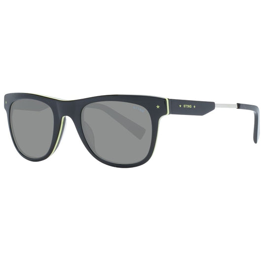 Sting Black Men Sunglass, black full-rim acetate frame with grey gradient lenses, 100% UVA UVB protection, square style