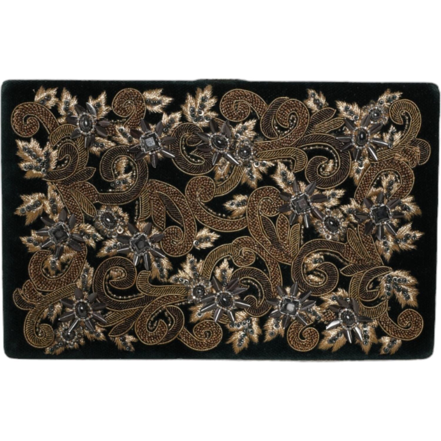 حقيبة كلاتش من دولتشي آند غابانا للحفلات المسائية بإطار ذهبي من المخمل الأسود