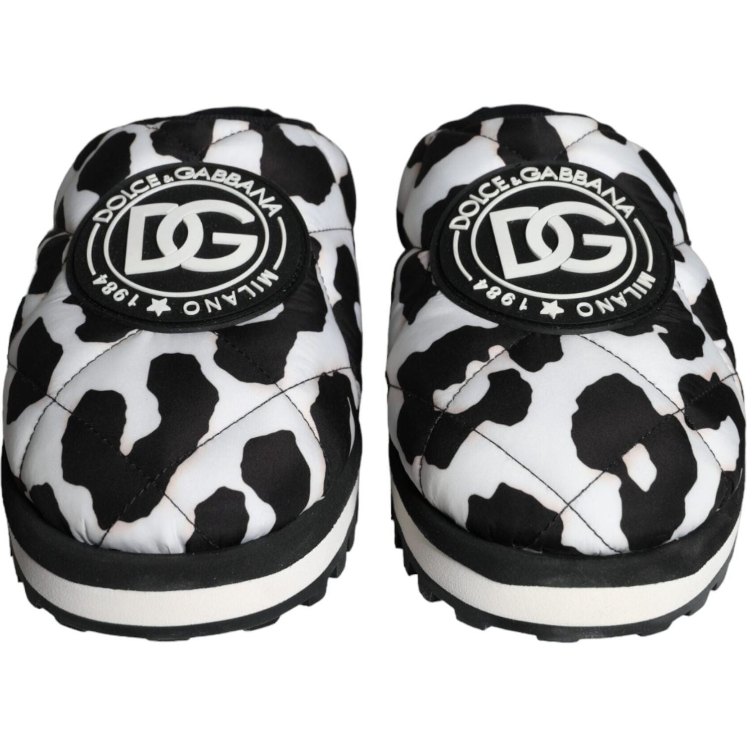 صندل دولتشي آند غابانا أسود وأبيض بشعار مبطن