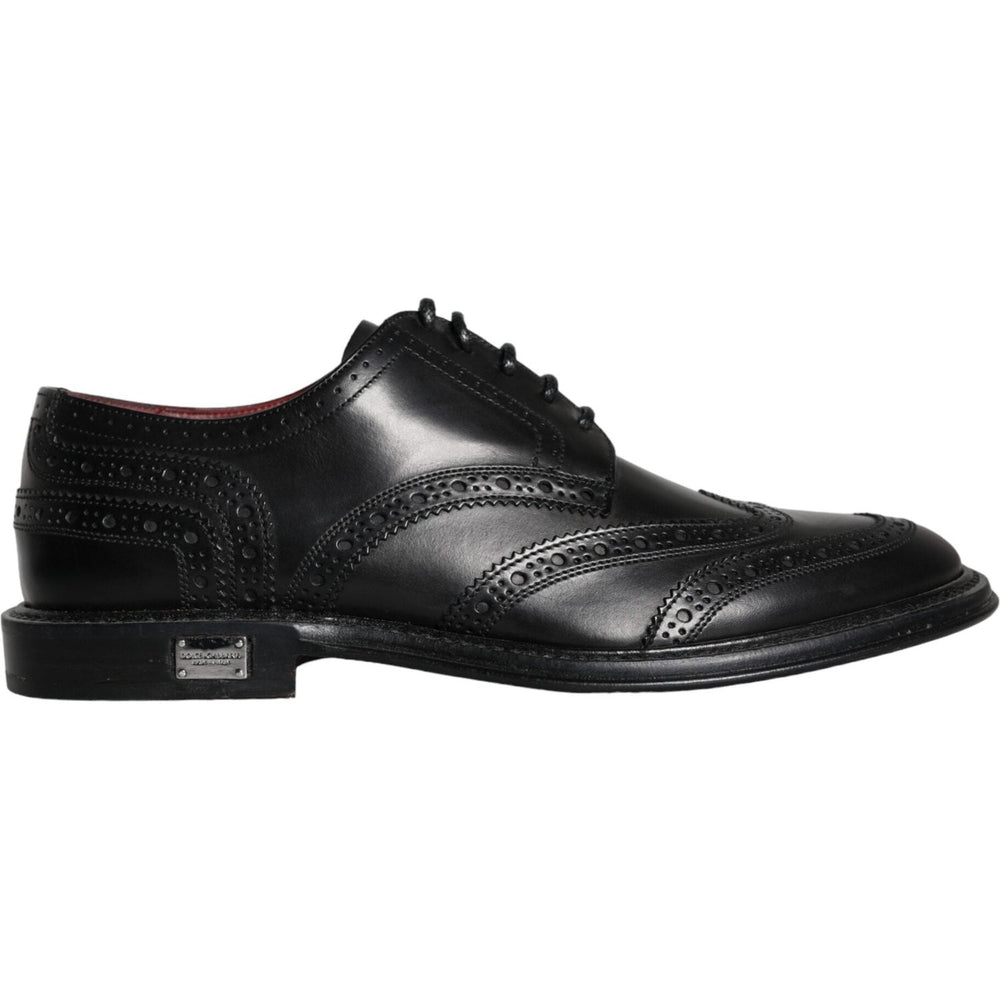Dolce & Gabbana Black Leather Oxford Wingtip Formal Men Shoes MV6069-39