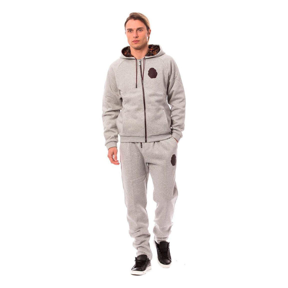 Billionaire Italian Couture Gray Cotton Hooded Sweatsuit TSH1602-5