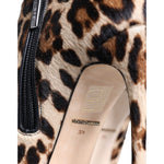 Dolce & Gabbana Brown Leopard Calf Fur Heels Ankle Boots Shoes