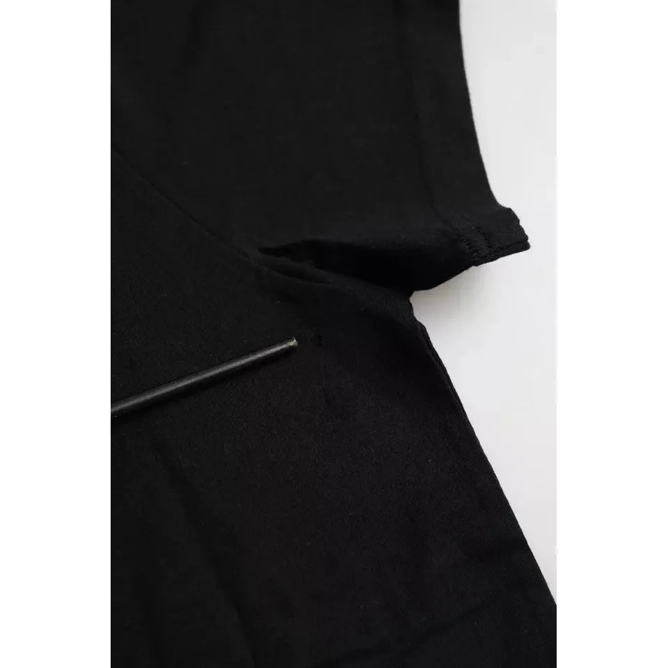 تي شيرت Balenciaga أسود من القطن بشعار وفتحة رقبة دائرية وأكمام قصيرة