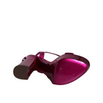 Dolce & Gabbana Fuchsia Leather Platform Logo Keira Sandals Shoes