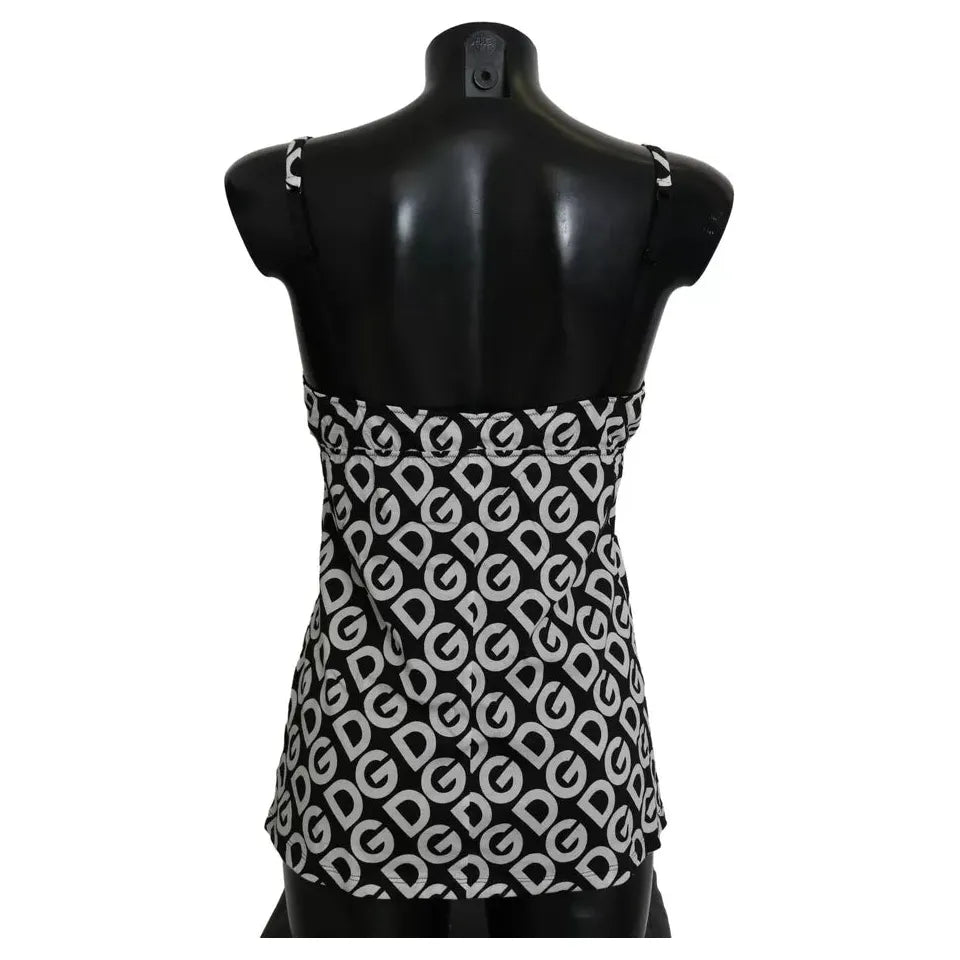 ملابس سباحة بدون أكمام بطبعة DG Mania باللون الأسود من Dolce &amp; Gabbana