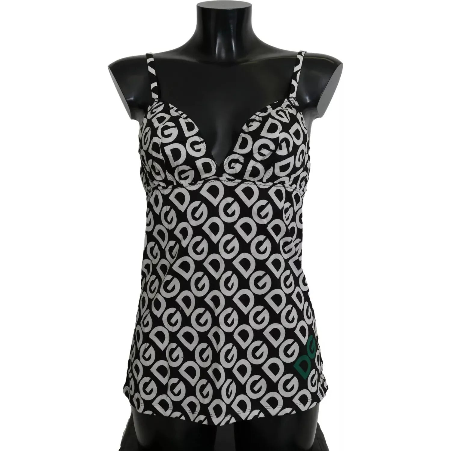 ملابس سباحة بدون أكمام بطبعة DG Mania باللون الأسود من Dolce &amp; Gabbana
