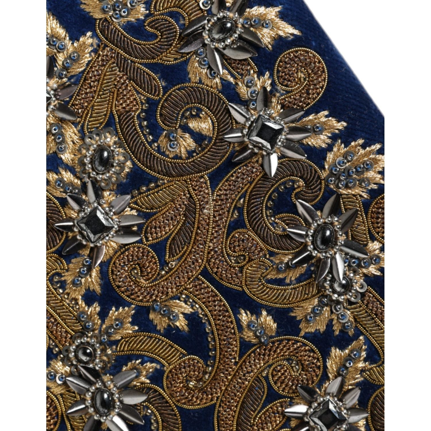 حقيبة كلاتش للحفلات المسائية من دولتشي آند غابانا باللون الأزرق المخملي بإطار ذهبي