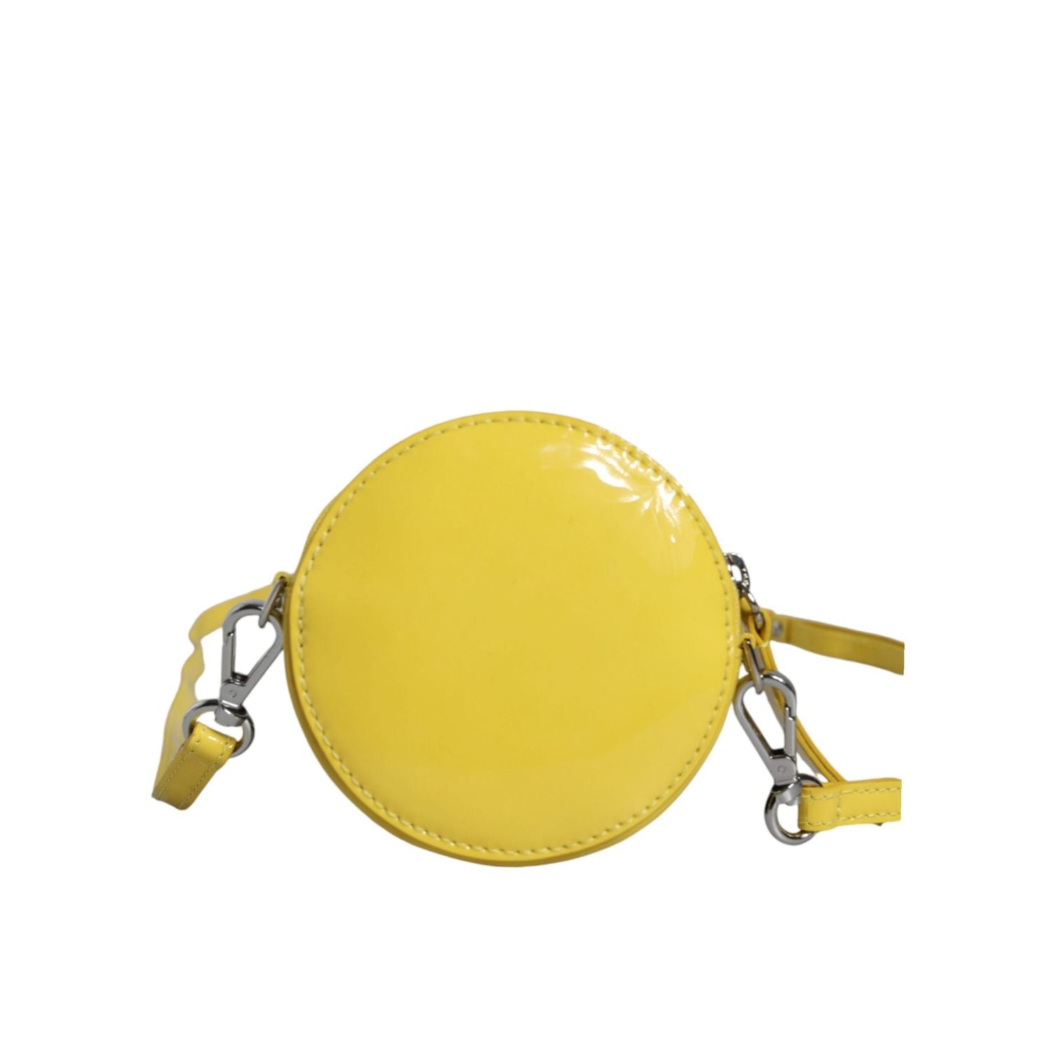 MSGM Yellow Leather Logo Crossbody Sling Shoulder Round Bag