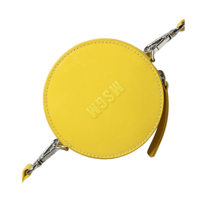 MSGM Yellow Leather Logo Crossbody Sling Shoulder Round Bag