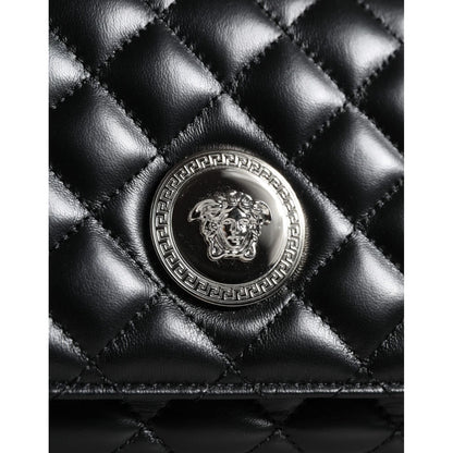 Versace Black Quilted Lambskin Leather Crossbody Shoulder Bag