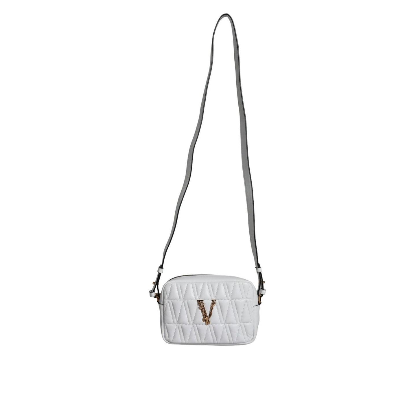 Versace White Quilted Nappa Leather Crossbody Shoulder Bag
