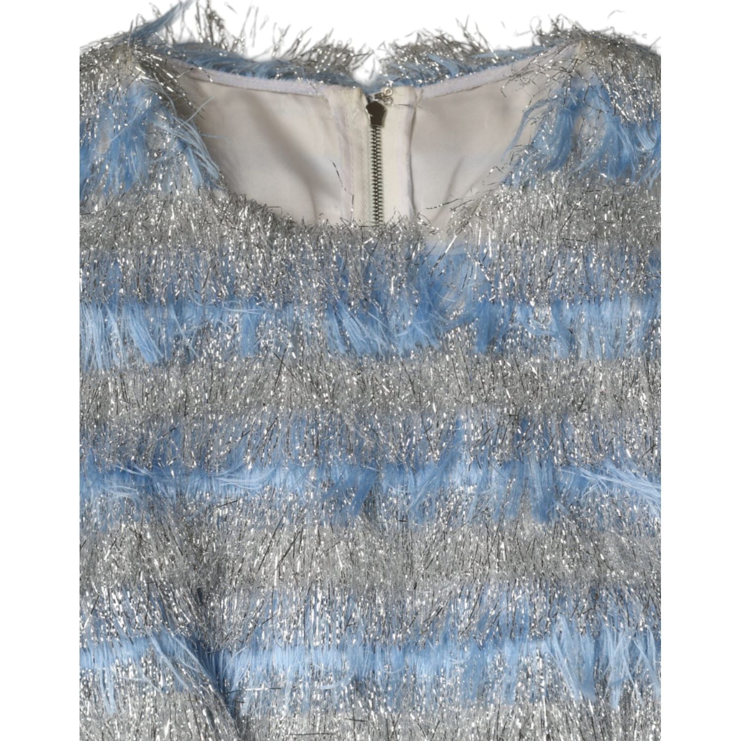 Dolce & Gabbana Light Blue Silver Jacquard A-line Midi Dress