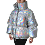 Dolce & Gabbana Silver Iridescent Puffer Full Zip Coat Jacket JKT4096-40