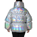 Dolce & Gabbana Silver Iridescent Puffer Full Zip Coat Jacket JKT4096-40