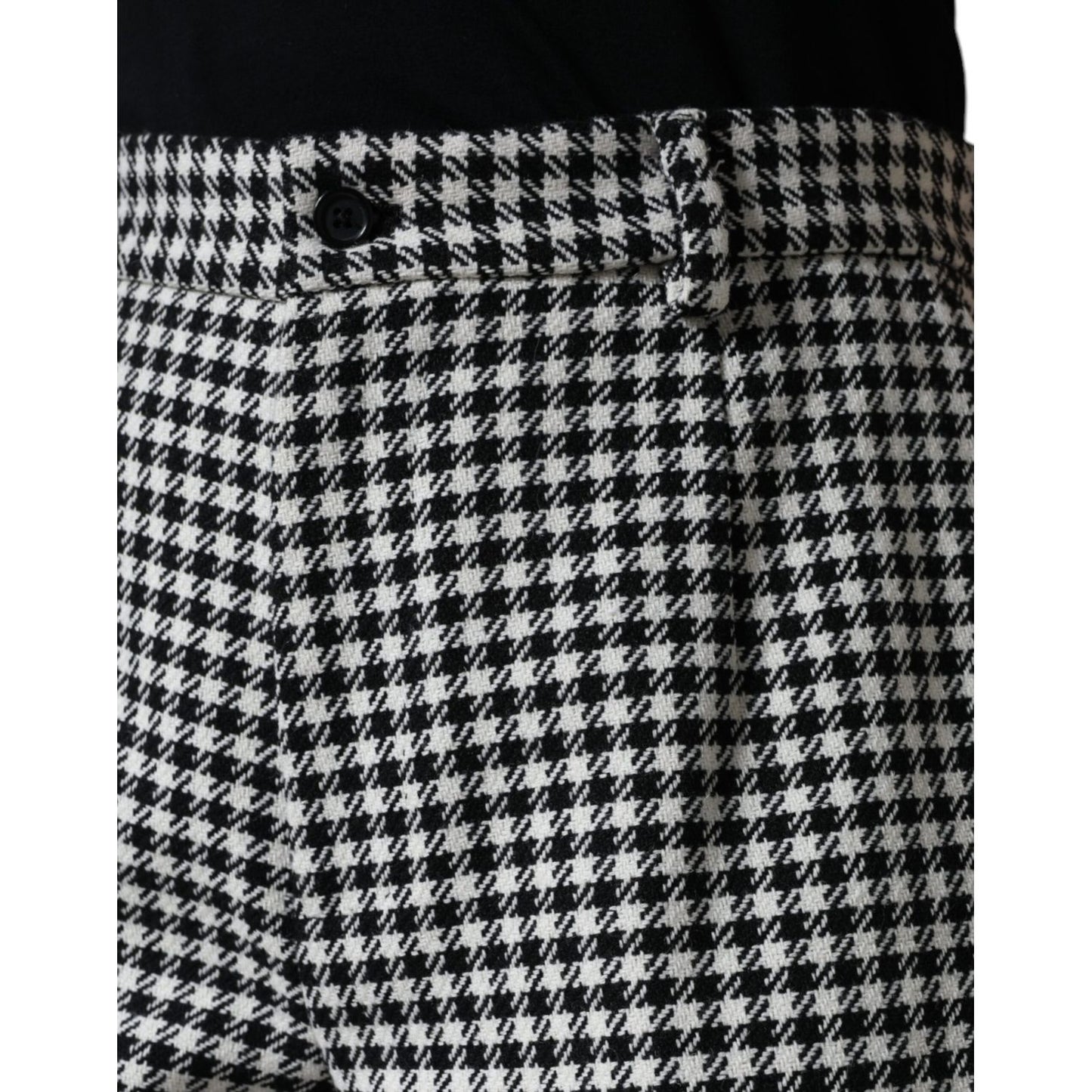 Dolce & Gabbana Black White Houndstooth Cropped Wide Leg Pants