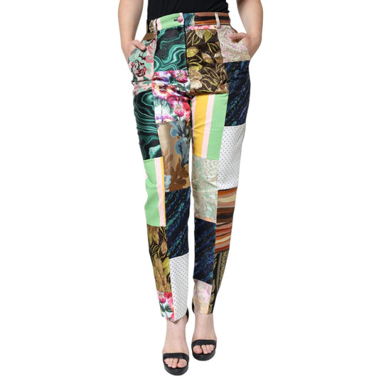 Dolce & Gabbana Multicolor Patchwork Jacquard High Waist Pants