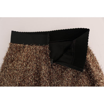 Dolce & Gabbana Gold Black Short Mini Skirt