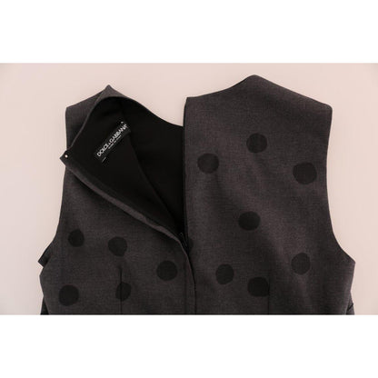 Dolce & Gabbana Gray Polka Dotted Sheath Wool Dress