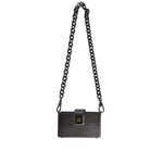 Dolce & Gabbana Metallic Gray DG BOX Leather Shoulder Chain Strap Bag