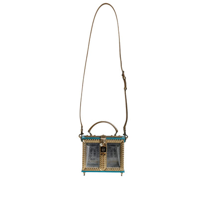 Dolce & Gabbana Multicolor Wood Leather Clutch Shoulder Bag