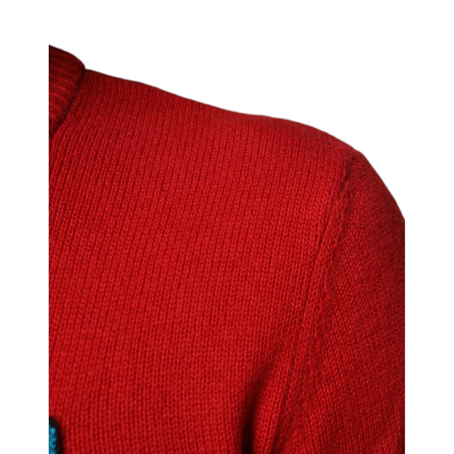Dolce & Gabbana Red I'm The King Wool Crew Neck Sweatshirt Sweater