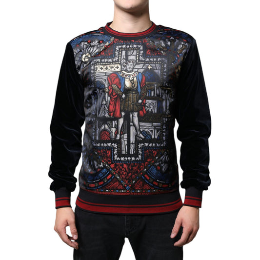 Dolce & Gabbana Multicolor Jacquard Crew Neck Sweatshirt Sweater