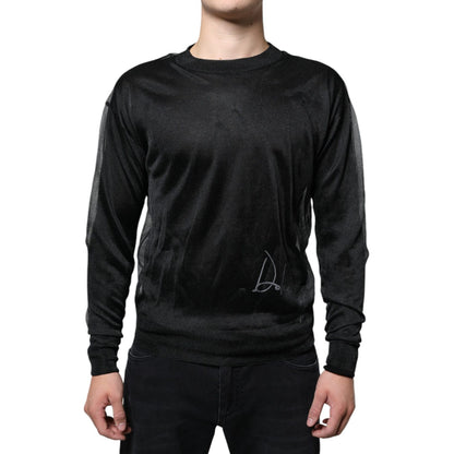 Dolce & Gabbana Black Polyester Pullover Sweatshirt Sweater