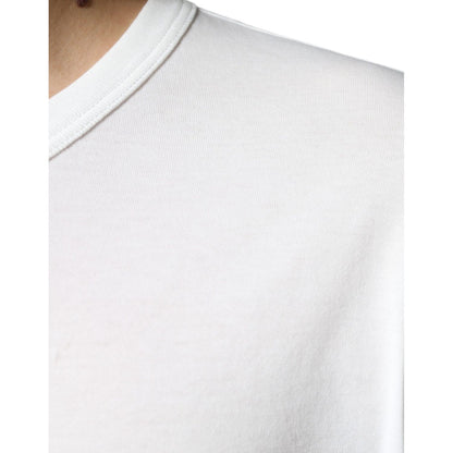 Dolce & Gabbana White Logo Embossed Cotton Crewneck T-shirt