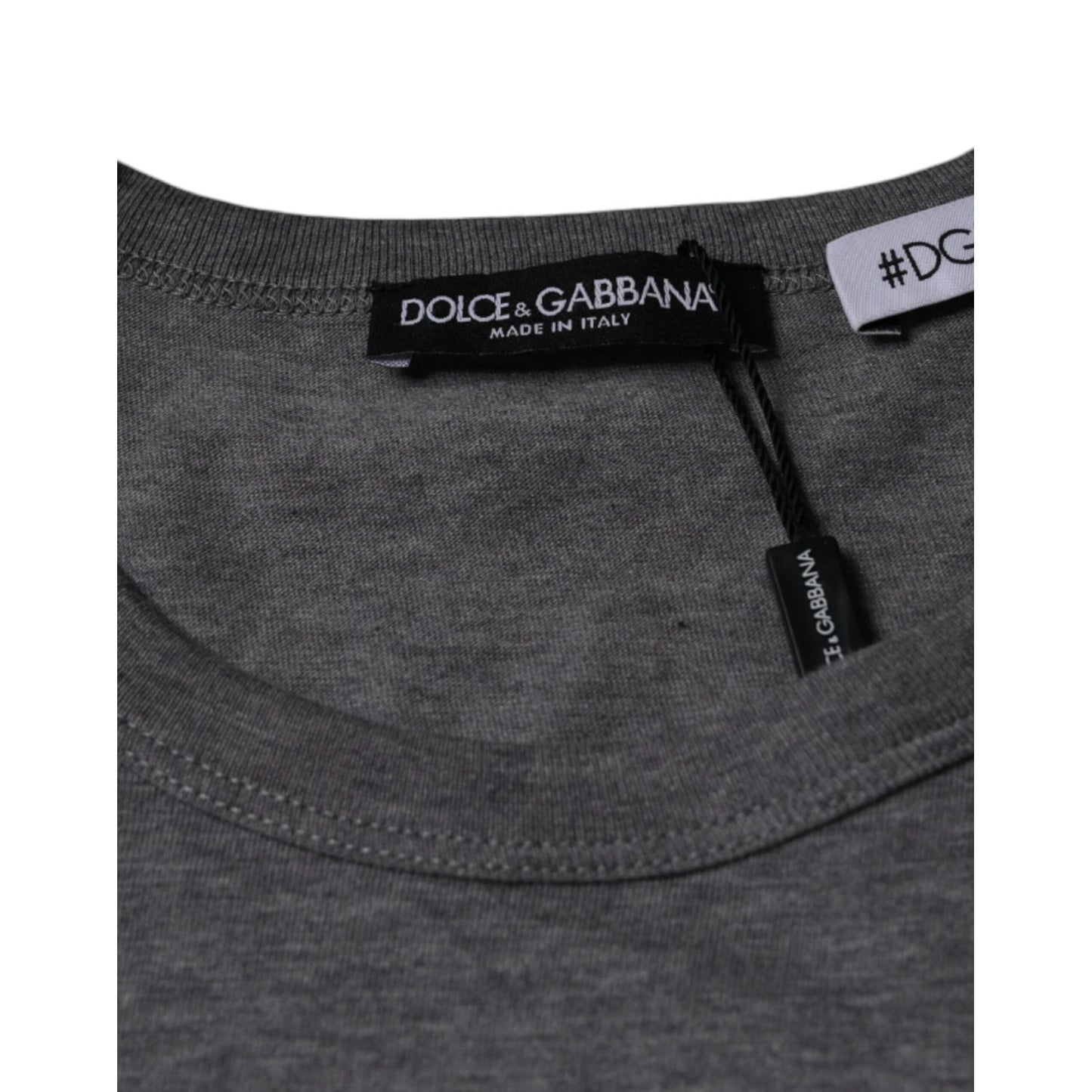Dolce & Gabbana Gray Cotton #DGFamily Short Sleeves T-shirt