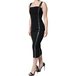Dolce & Gabbana Black Zipper Bodycon Sheath Midi Dress