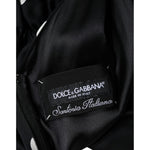 Dolce & Gabbana Black Silk Polka Dot Vneck Tassel Midi Dress