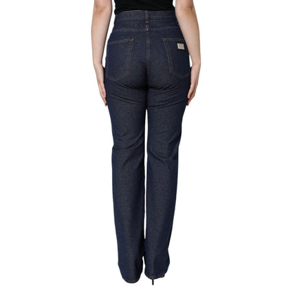 Dolce & Gabbana Dark Blue Cotton Stretch Straight Denim Jeans