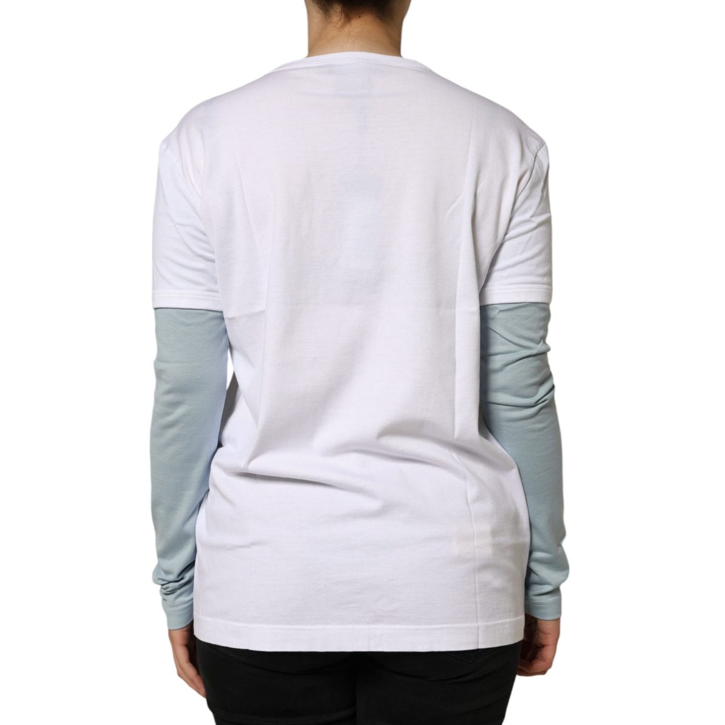 Dolce & Gabbana White Cotton Logo Print Round Neck T-shirt