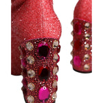 Dolce & Gabbana Pink Crystal Lurex Fantasy High Boots Shoes