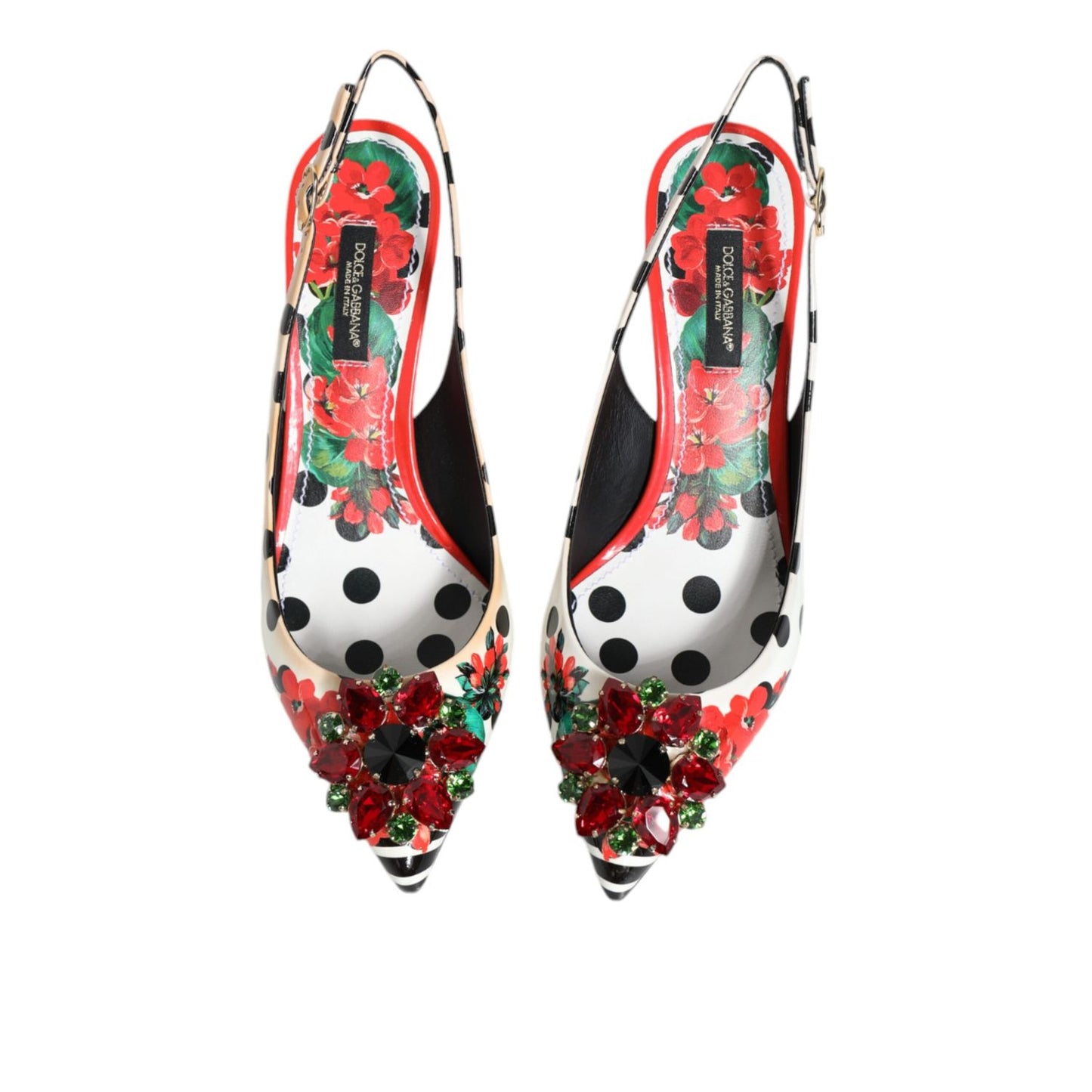 Dolce & Gabbana Multicolor Crystal Heels Slingback Shoes