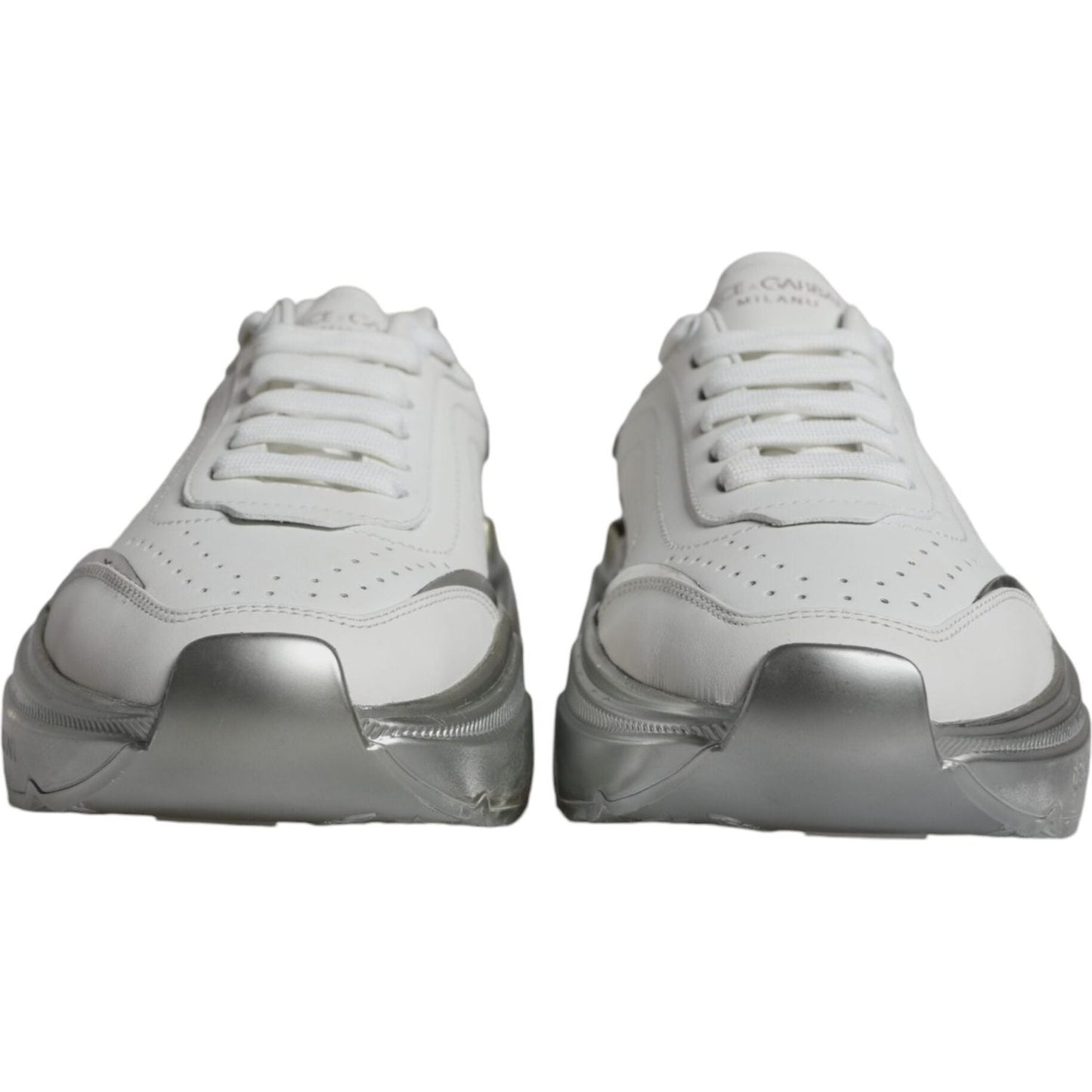 Dolce & Gabbana Silver White Daymaster Low Top Sneakers Shoes