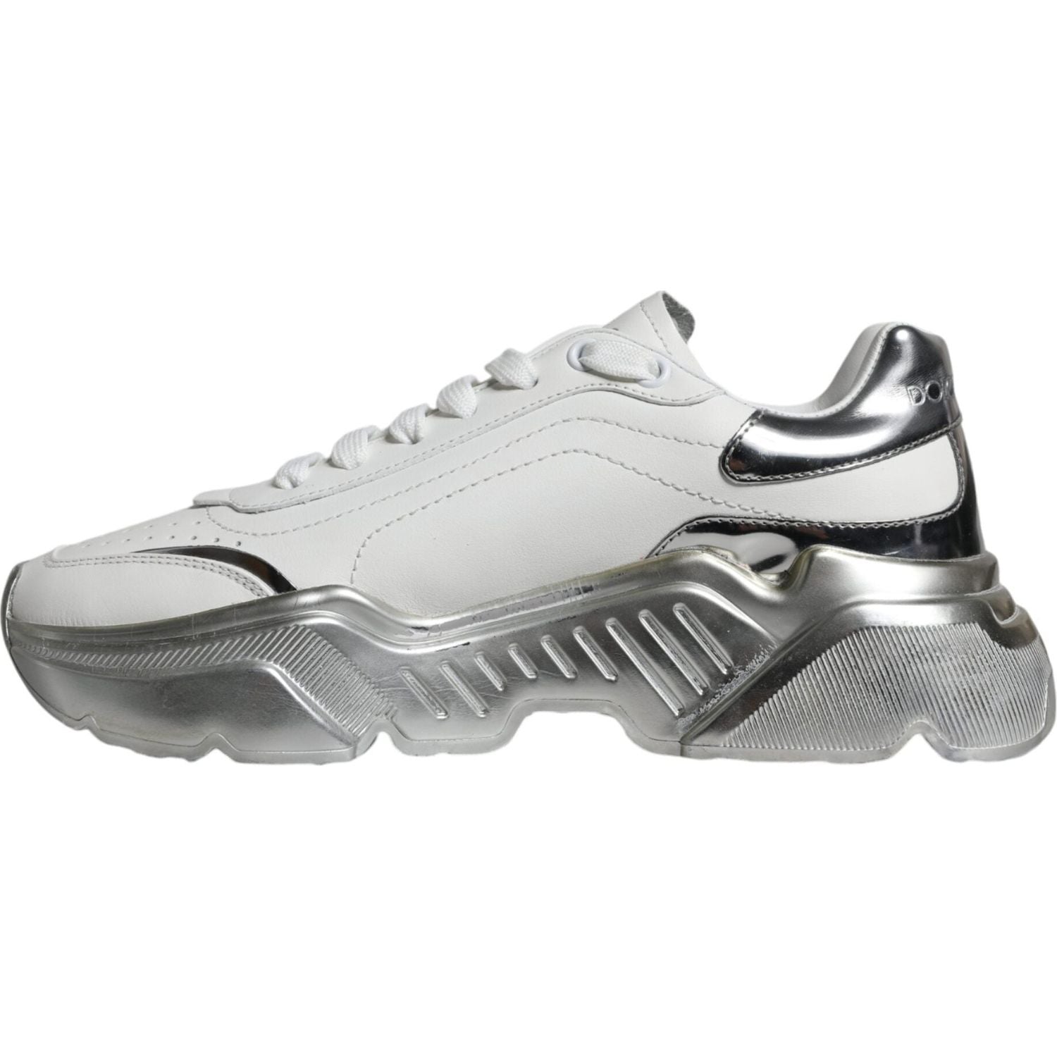 Dolce & Gabbana Silver White Daymaster Low Top Sneakers Shoes