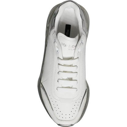 Dolce & Gabbana Silver White Daymaster Low Top Sneakers Shoes