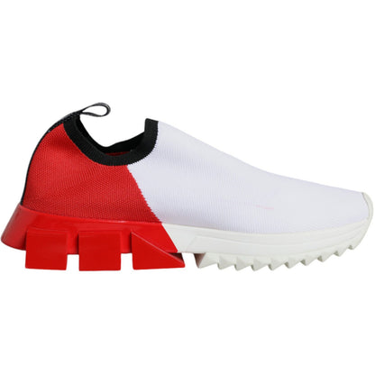 Dolce & Gabbana White Red Low Top Sorrento Men Sneakers Shoes