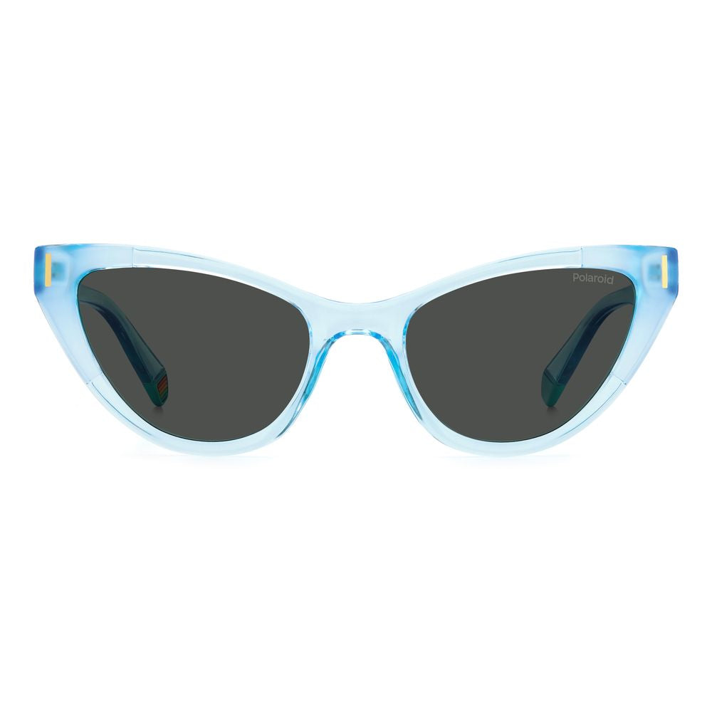 Polaroid Blue Plastic Sunglasses with polarized gray lenses and metal rivets, model PLD6174SMVUM9, featuring a matte finish.