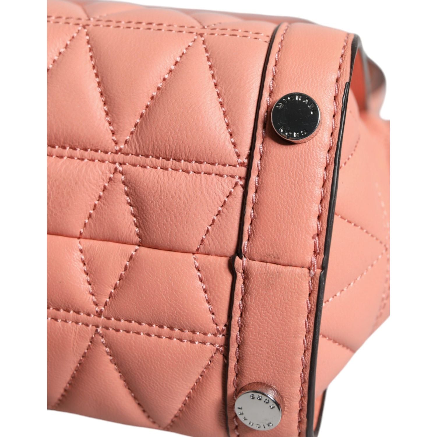 Michael Kors Peach Quilted Leather Logo Crossbody VIVIANNE Messenger Bag
