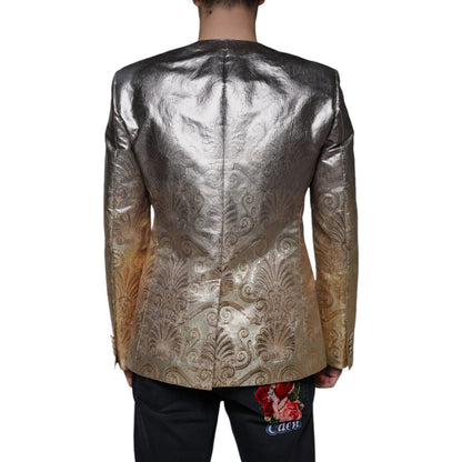 Dolce & Gabbana Gold Jacquard Single Breasted Dress Blazer