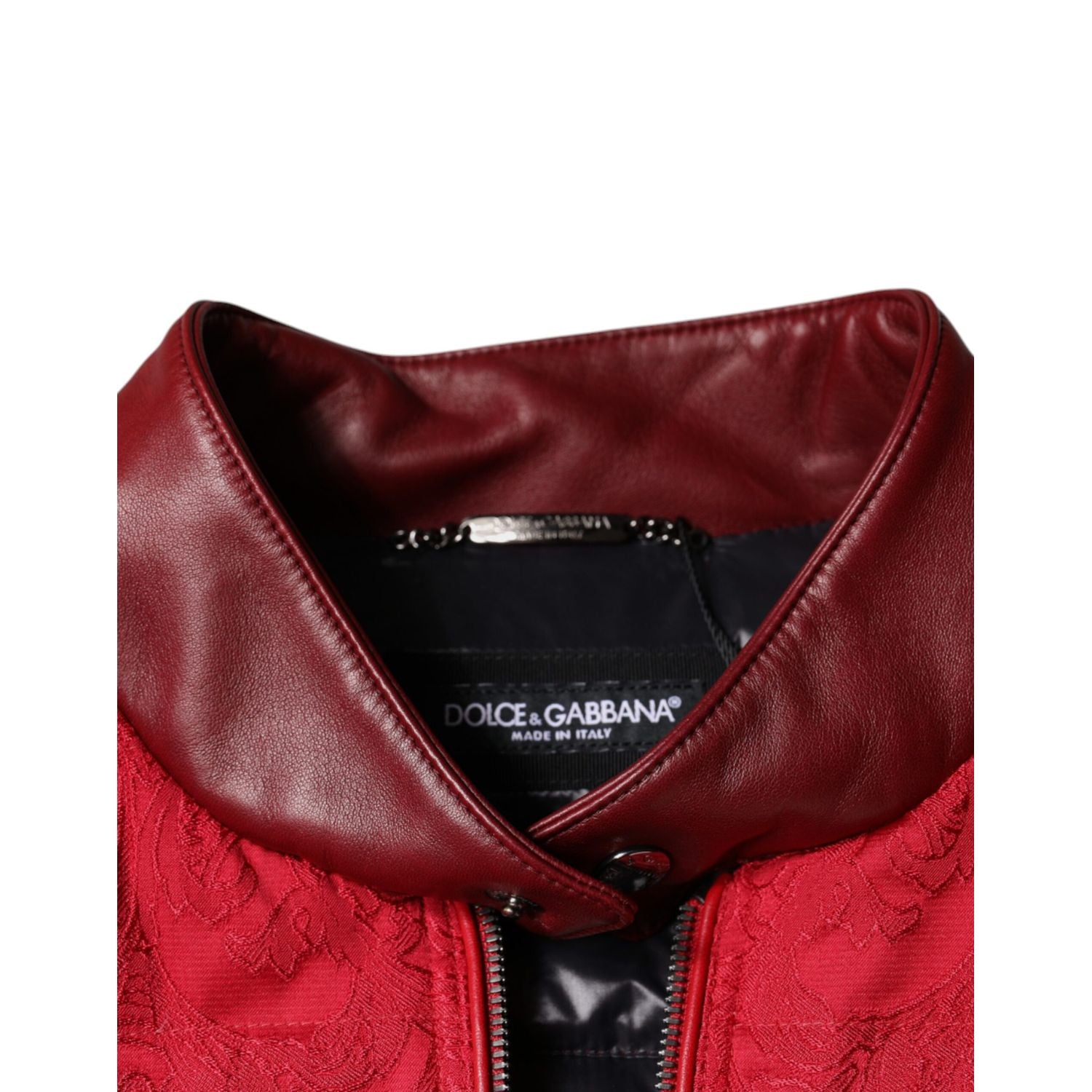 Dolce & Gabbana Red Quilted Bomber Gold Crown Logo Jacket