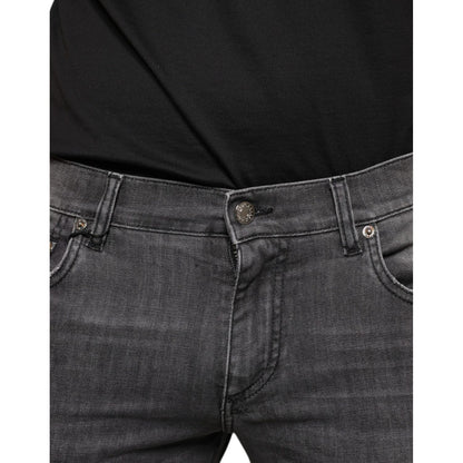 Dolce & Gabbana Black Tattered Cotton Skinny Men Denim Jeans