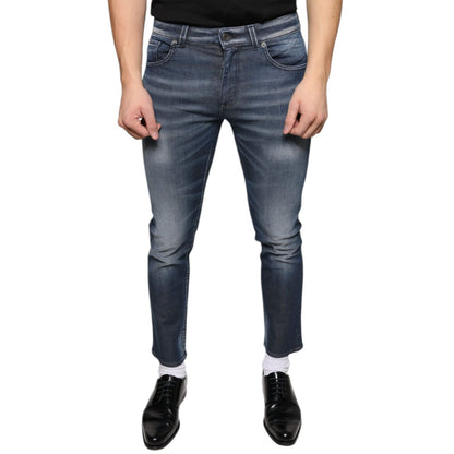 Dolce & Gabbana Dark Blue Washed Cotton Skinny Denim Jeans