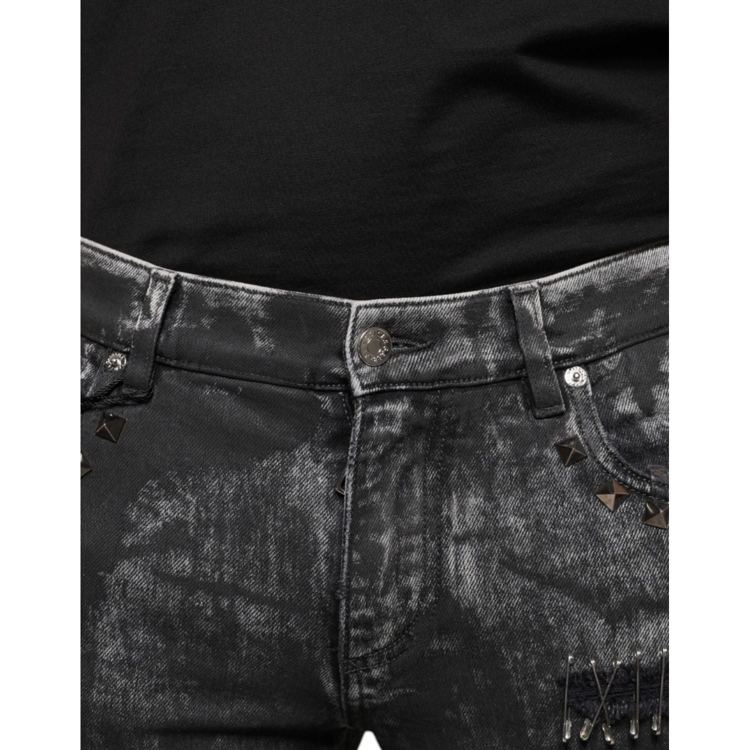 Dolce & Gabbana Black Embellished Cotton Skinny Denim Jeans