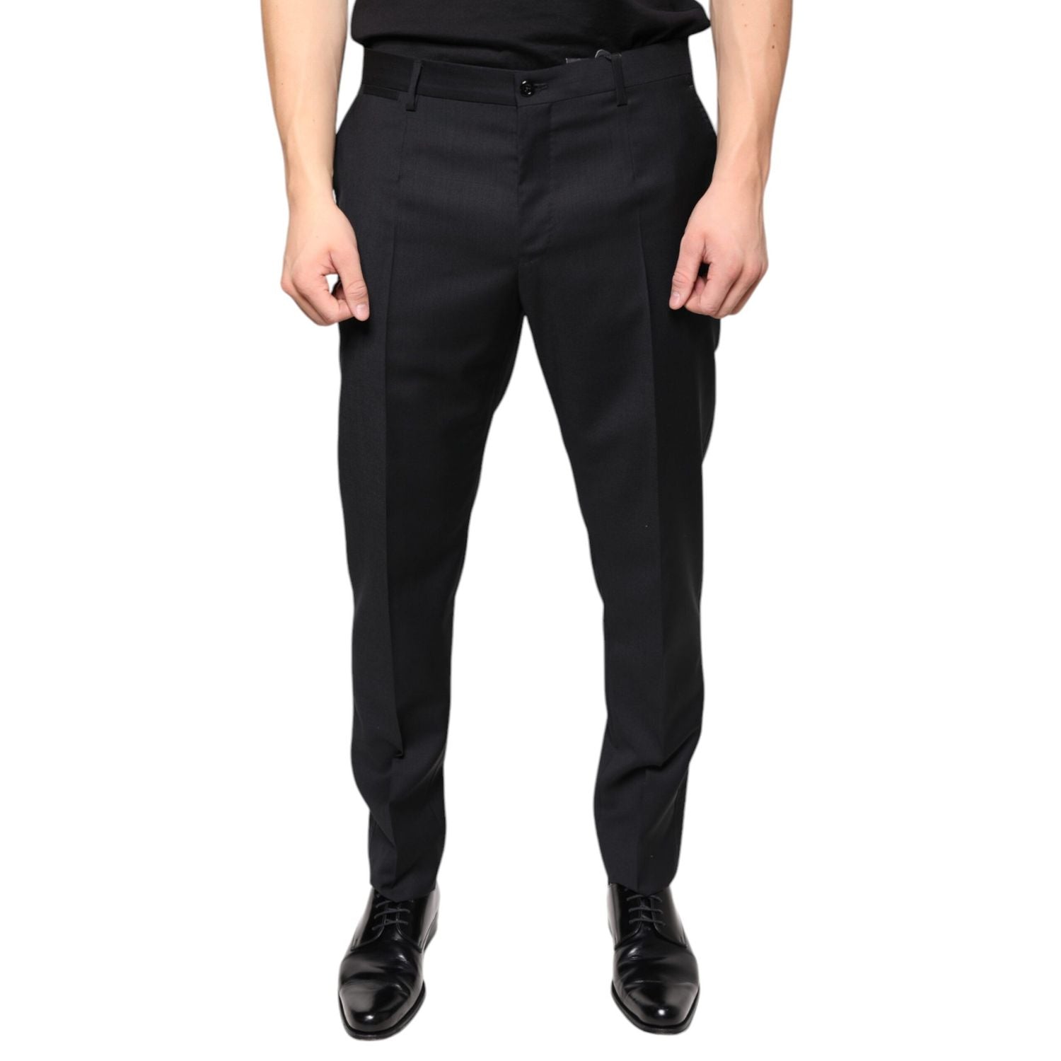 Dolce & Gabbana Black Wool Skinny Men Dress Pants