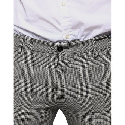 Dolce & Gabbana Gray Check Tartan Wool Skinny Pants