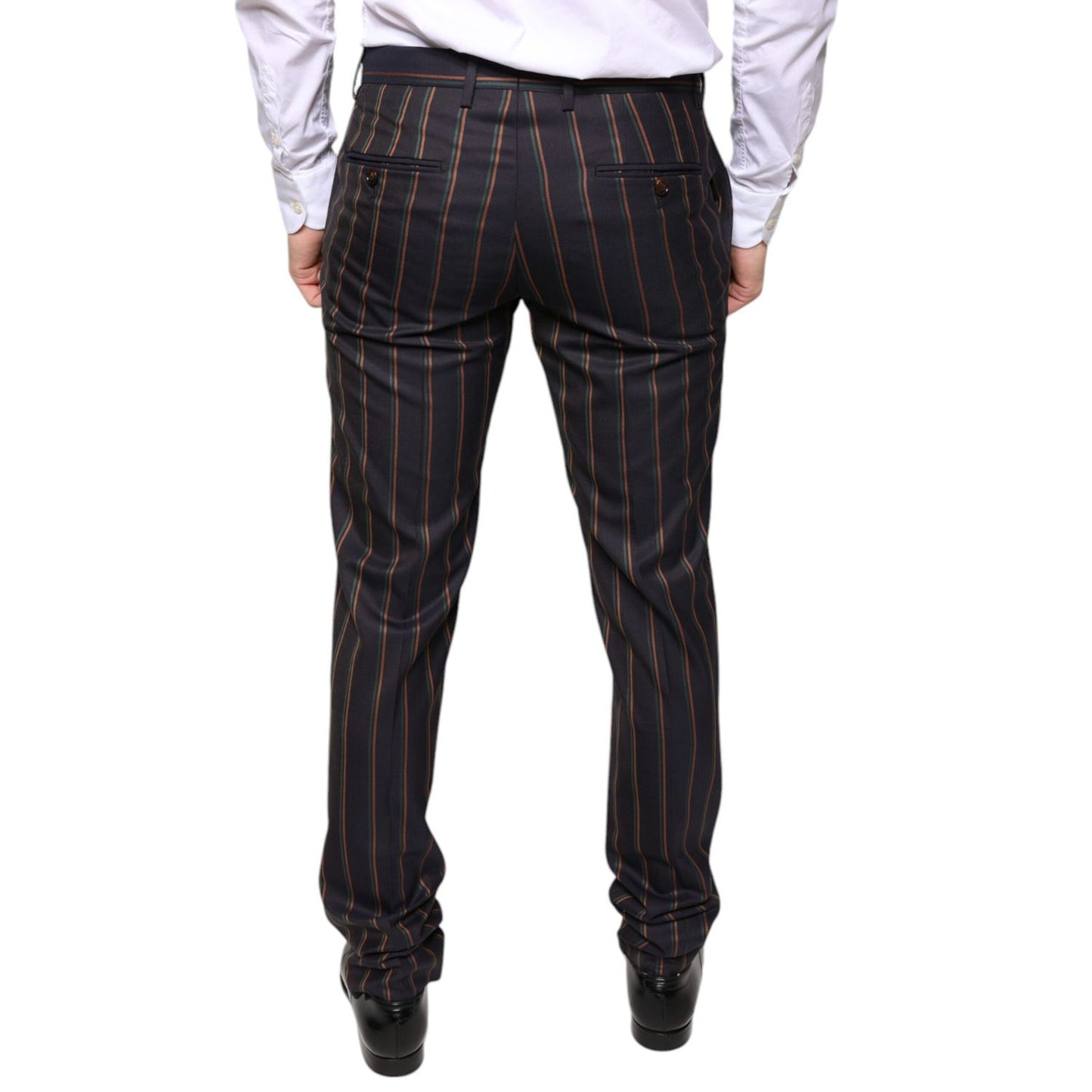Dolce & Gabbana Brown Stripes Skinny Men Dress Pants