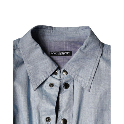 Dolce & Gabbana Light Blue Cotton Button Down Casual Shirt